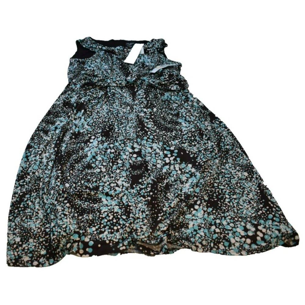 Positive Attitude Women's Polkadot Brown/ White/ Teal Dress size 24WP Multicolor